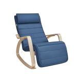 Houpací křeslo s opěrkou nohou a polštářem, tmavě modré