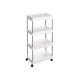 Úzký pojízdný regál na kolečkách, 4 patra, 40x22x86 cm, bílý