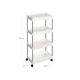 Úzký pojízdný regál na kolečkách, 4 patra, 40x22x86 cm, bílý