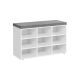 Lavice s botníkem 9 přihrádek, bílá/šedá, 78,5x30,3x48 cm
