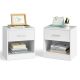 Bílé minimalistické noční stolky se zásuvkou, 2 ks