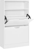 Bílý botník s výklopnými dvířky a policí 60x24x102cm
