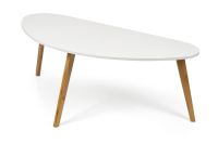 Bílý konferenční stolek s bambusovými nohami, 120x45x60 cm