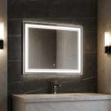Designové zrcadlo s LED, 70x90 cm, 3 barvy světla, hliník