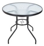 Zahradní stůl kovový se skleněnou deskou, Ø 80 cm