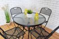 Zahradní stůl kovový se skleněnou deskou, Ø 80 cm