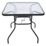 Zahradní stůl ZWMT, 80 x 80 cm, kovový se skleněnou deskou