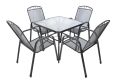 Zahradní stůl ZWMT, 80 x 80 cm, kovový se skleněnou deskou