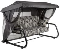 VENEZIA zahradní houpačka kovová  šedá s listy