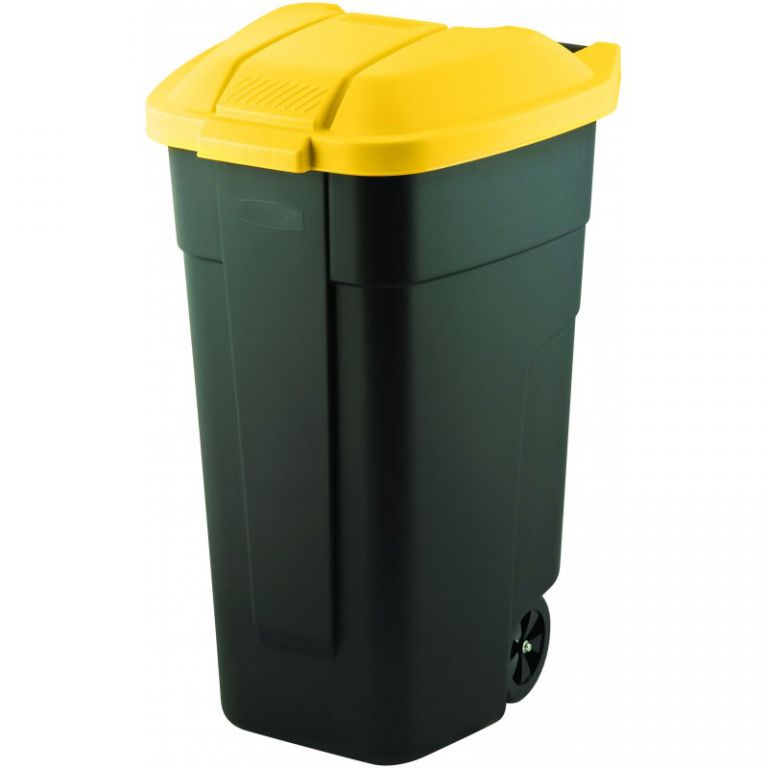 Plastová popelnice COLOR 110 l - černá/žlutá CURVER
