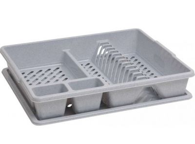 Odkapávač nádobí s podnosem, 45 x 9 x 38 cm, šedá