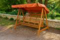 Zahradní houpačka 3místná borovice, 192 cm, oranžová stříška