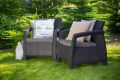 Zahradní set křesel CORFU hnědé + šedohnědé podušky