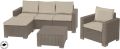 Zahradní polyratanový set MOOREA cappuccino, pískové podušky