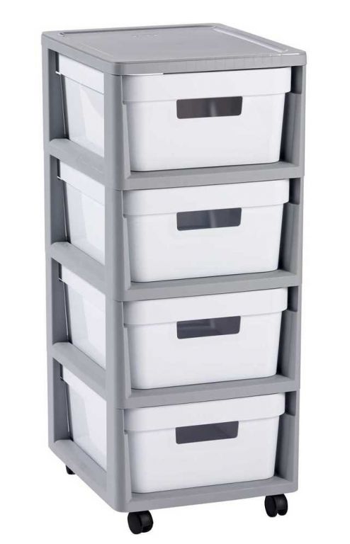 Regál se šuplíky 4x11L INFINITY - bílý Regál se šuplíky 4x11L INFINITY - bílý