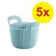 KNIT Košík kulatý, 23 x 19 x 19 cm, modrý, 5 ks
